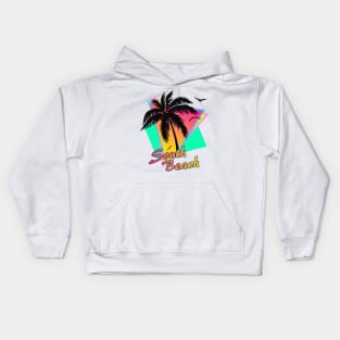 South Beach Cool 80s Sunset Kids Hoodie